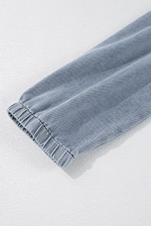 Дамска дънкова къса рокля с джобове и свободна кройка