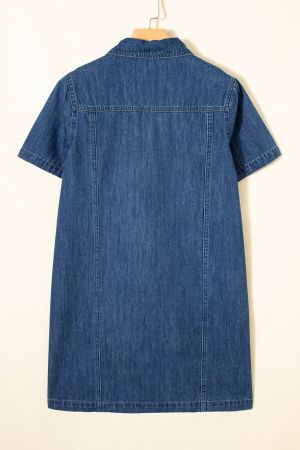 Women’s Denim Dress with Zipper and Pockets