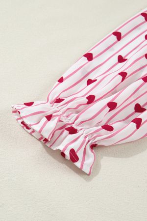 Дамска свободна риза с принт на сърца