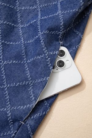 Women's Denim Sleeveless Dress with Buttons and Pockets