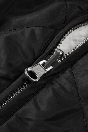 Women’s Reversible Vest with Quilted and Sherpa Sides in Black and White