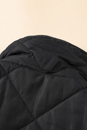 Women’s Reversible Vest with Quilted and Sherpa Sides in Black and White