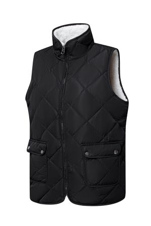 Women’s Reversible Vest with Quilted and Sherpa Sides in Black and White