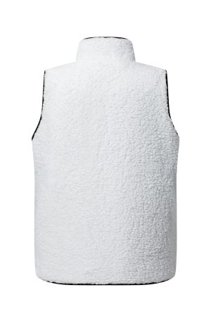 Women’s Reversible Vest with Quilted and Sherpa Sides in Black and White