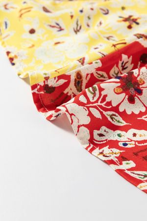 Women’s Red Floral Print Dress with Flowy Relaxed Fit