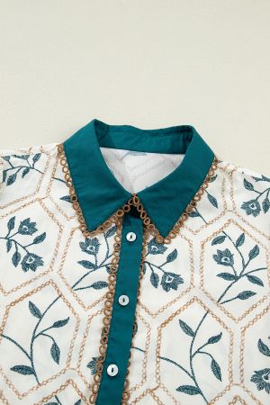 Women's Floral Print Dress with Button Neckline