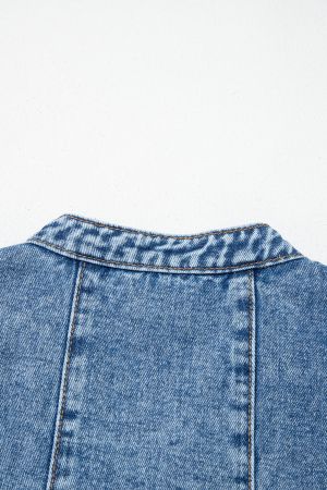 Women's Sleeveless Denim Dress with Buttons and Western Style
