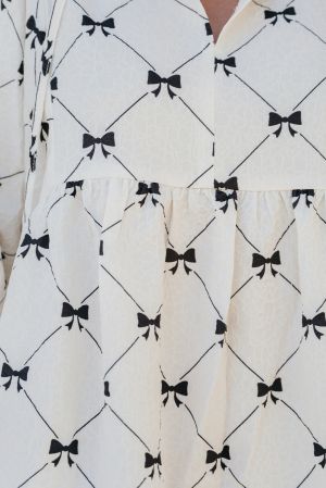 Women's Bow Print Dress with Relaxed Flowy Fit