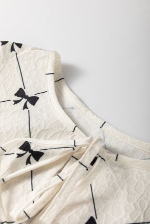 Women's Bow Print Dress with Relaxed Flowy Fit
