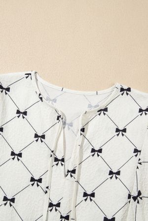 Women's Bow Print Dress with Relaxed Flowy Fit