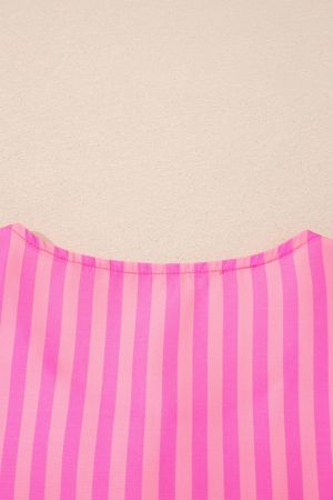 Women's Pink Striped Dress with Decorative Bows and Relaxed Fit