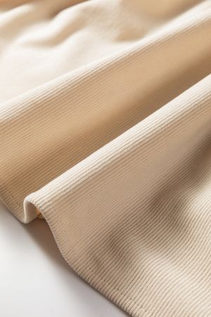 Women's Beige Loose Fit Dress with Pockets and Decorative Details