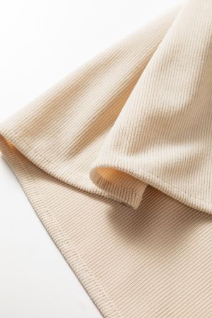 Women's Beige Loose Fit Dress with Pockets and Decorative Details