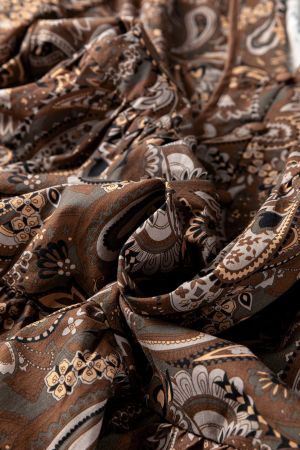 Women's Brown Paisley Print Cotton Dress