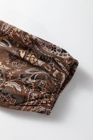 Women's Brown Paisley Print Cotton Dress