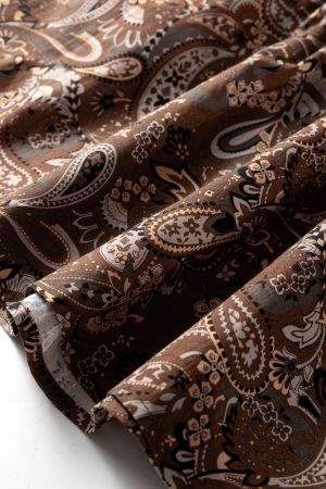 Women's Brown Paisley Print Cotton Dress