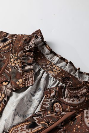 Women's Brown Paisley Print Cotton Dress