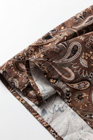 Women's Brown Paisley Print Cotton Dress