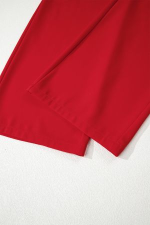 Women's High Waist Red Wide Leg Pants