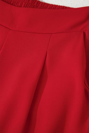 Women's High Waist Red Wide Leg Pants