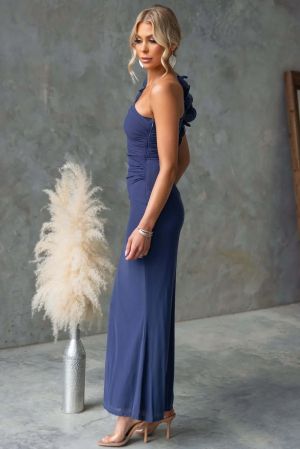 Women's Navy One-Shoulder Maxi Dress