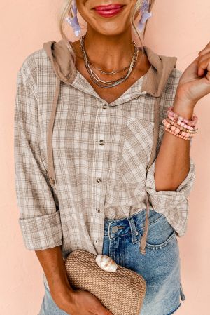 Women’s Plaid Hooded Shirt Jacket
