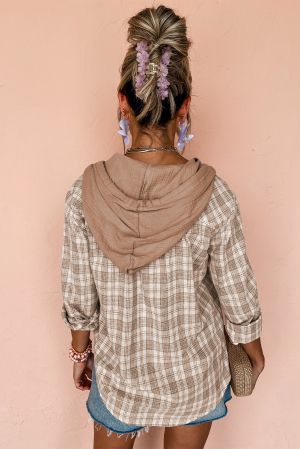 Women’s Plaid Hooded Shirt Jacket