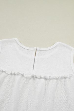 Women's Relaxed White Sleeveless Top with Ruffles
