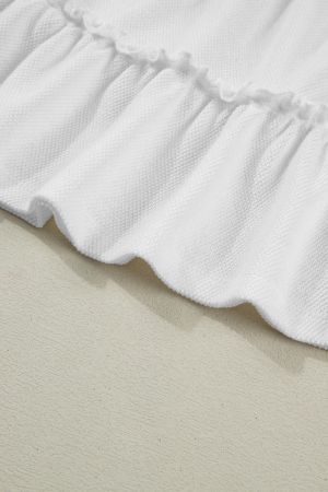 Women's Relaxed White Sleeveless Top with Ruffles
