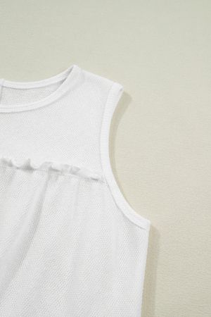 Women's Relaxed White Sleeveless Top with Ruffles