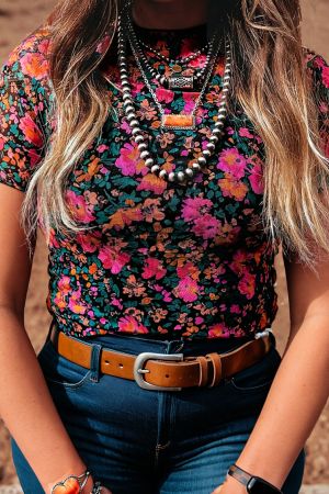 Women's Plus Size Floral Mesh Blouse