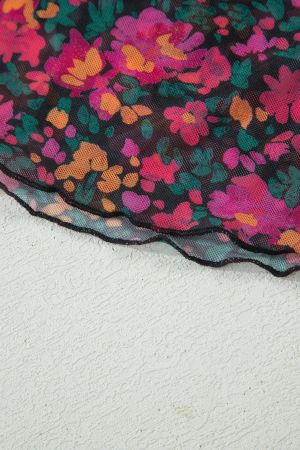 Women's Plus Size Floral Mesh Blouse