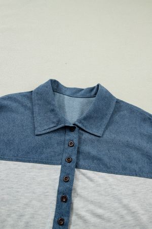 Women’s Short Sleeve Top with Denim Detail