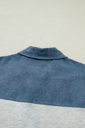 Women’s Short Sleeve Top with Denim Detail