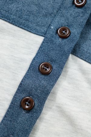 Women’s Short Sleeve Top with Denim Detail