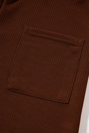 Women’s Brown Romper with V-Neck and Pockets