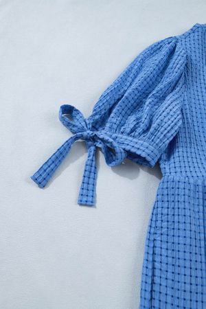 Women's Tiered Dress with V-Neck and Tie Sleeves