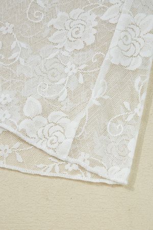 Women’s Elegant Floral Lace Top with Long Sleeves – White