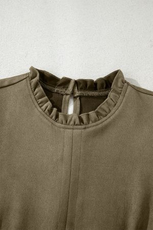 Short Dress with Puff Sleeves and High Neck