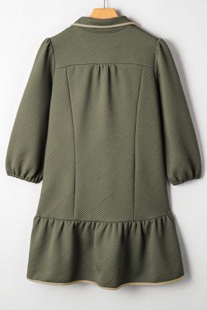 Women's zip-Up Dress with Pockets and Long Sleeves