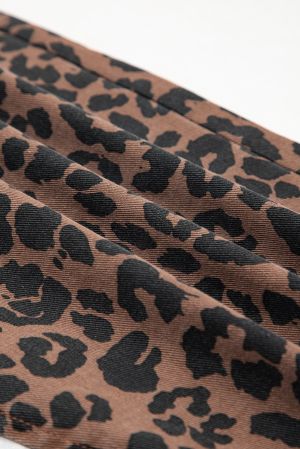Women’s Leopard Print Midi Skirt with Front Slit
