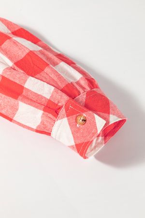 Women’s Cotton Shirt Dress with Plaid Pattern