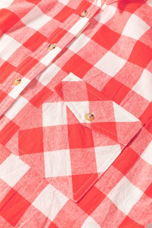 Women’s Cotton Shirt Dress with Plaid Pattern