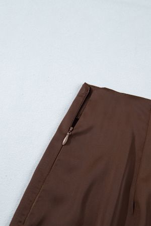 Elegant Long Satin Skirt with Lace Details