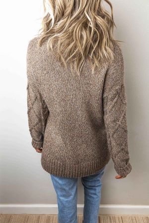 Women’s Knitted Sweater with High Neck and Textured Knit