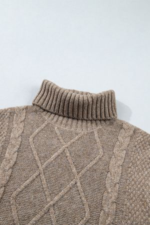 Women’s Knitted Sweater with High Neck and Textured Knit