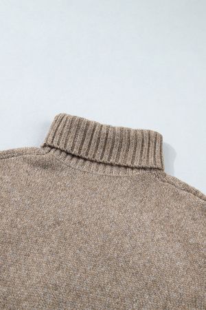 Women’s Knitted Sweater with High Neck and Textured Knit