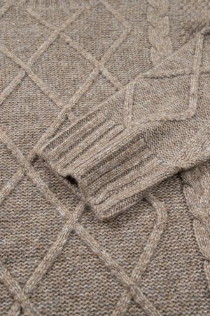 Women’s Knitted Sweater with High Neck and Textured Knit