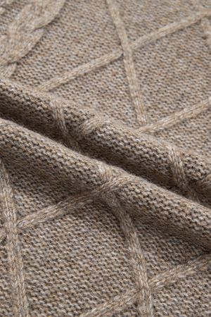 Women’s Knitted Sweater with High Neck and Textured Knit