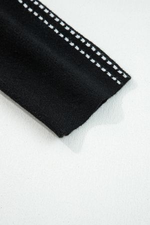 Women’s Black Button Cardigan with Contrast Stitching
